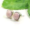Solid 925 Sterling Silver Pink Opal Cushion Studs Earrings Handmade Jewelry Gift For Her