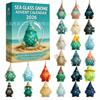Sea Glass Advent Calendar 24 Days Ocean Friendship Hanging Ornaments Countdown Gift Box for Holiday Home Decor