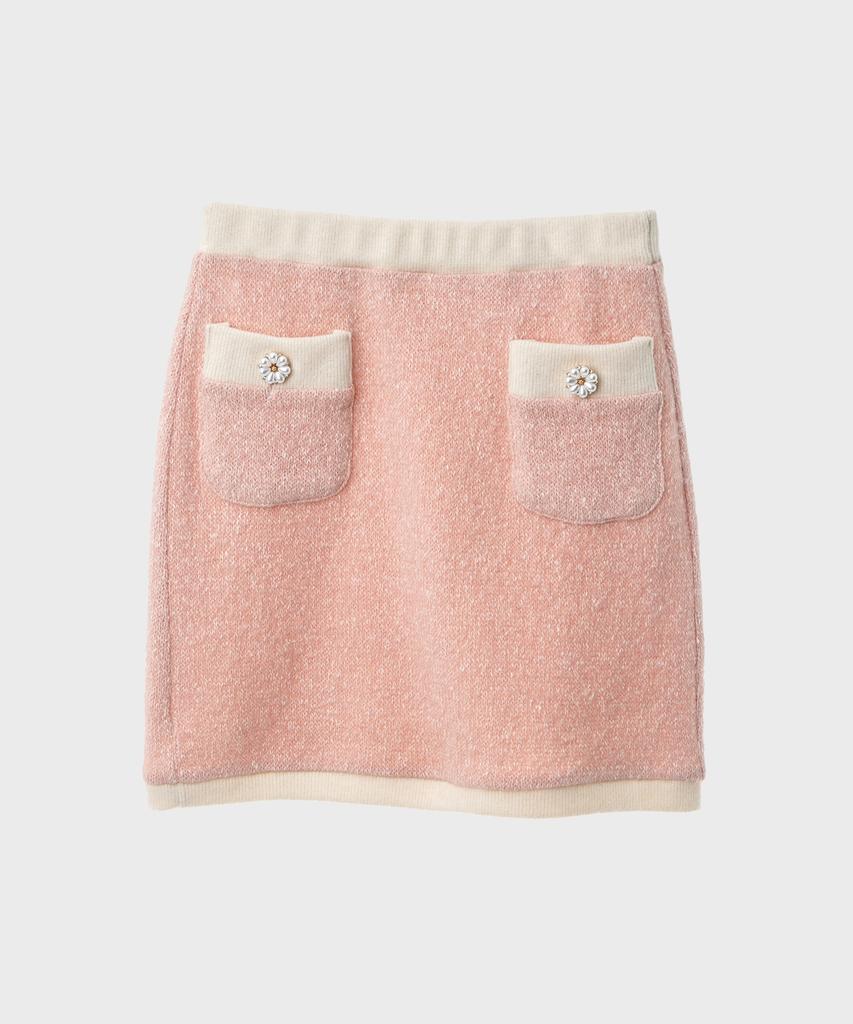 Untage Rib Waist Mini Knit Skirt (Pink)_Utw-Sc02