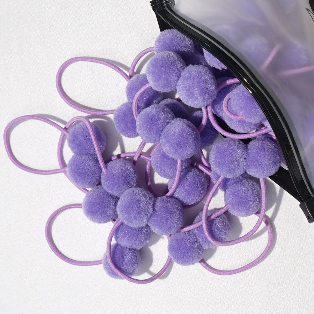 20 Stück 1,4" Kleine Solide Doppelte Fellkugel mit Elastischem Seil Handgemachtes Band für Kinder Mädchen Haaraccessoires