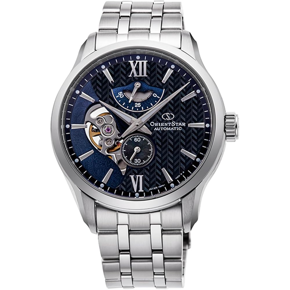 Orient Star Automatic Mechanical Watch Layered Skeleton Open Heart Men's Black 2-Year Warranty