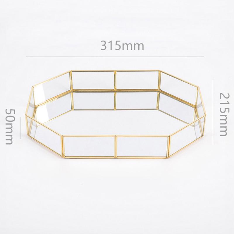 Golden Mirror Tray Cosmetic Container Jewelry Organizer Case Bathroom Storage Lipstick Necklace Desktop Pantry Organizer Cake