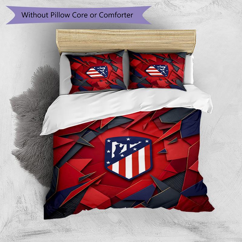 Set Biancheria da Letto 3 Pezzi con Stampa Atletico Madrid Morbido Delicato sulla Pelle Lavabile Copripiumino e Federe Set per Tutte le Stagioni Camera da Letto