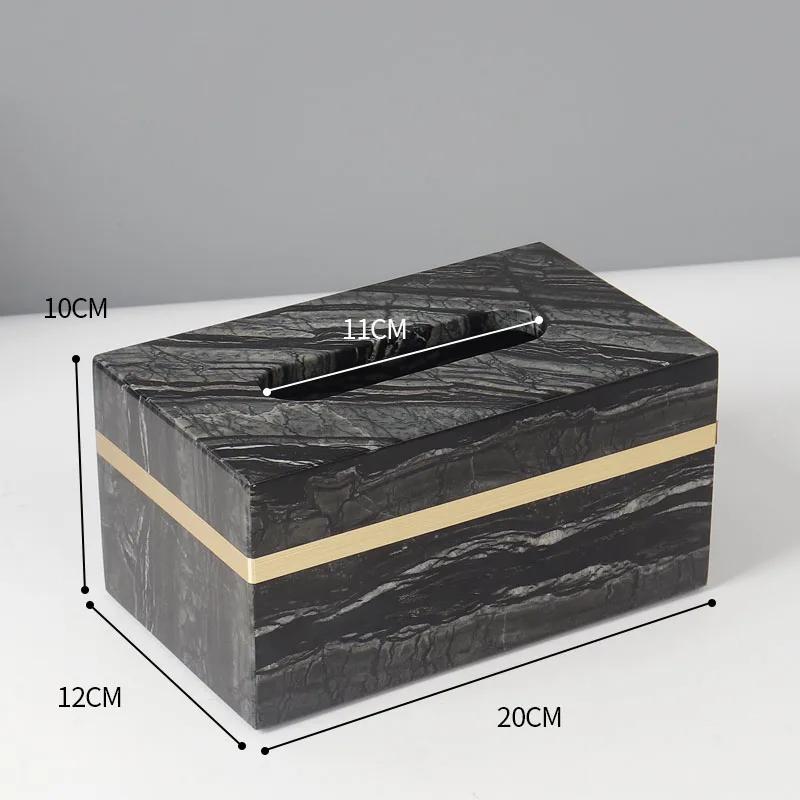 Natürliche Marmor-Taschentuchbox Goldener Strich Badezimmer-Papierboxen Westliches Restaurant Schreibtisch-Serviettenhalter Heimdekoration Modern
