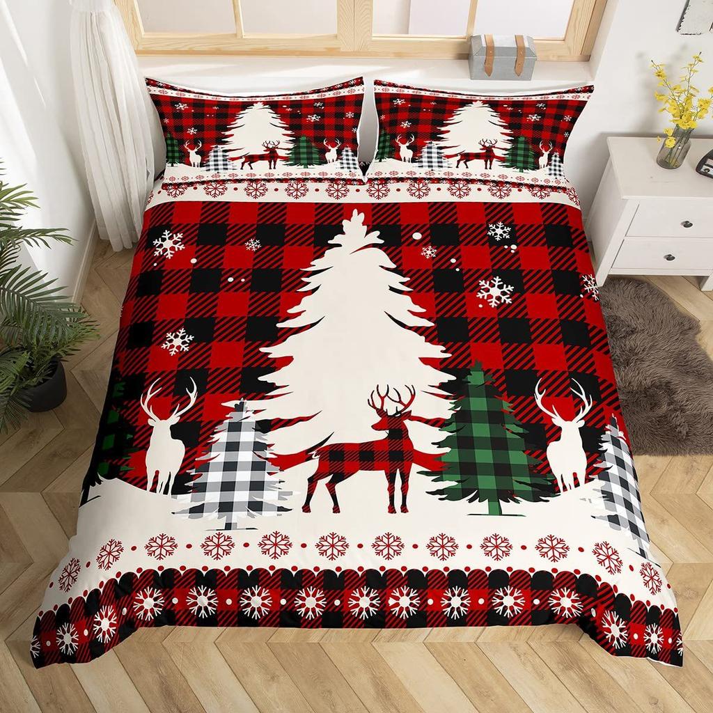 Schneeflocke Frohe Weihnachten Dreiteilige Bettbezug-Garnitur 3D Digitaldruck Bettwäsche-Set