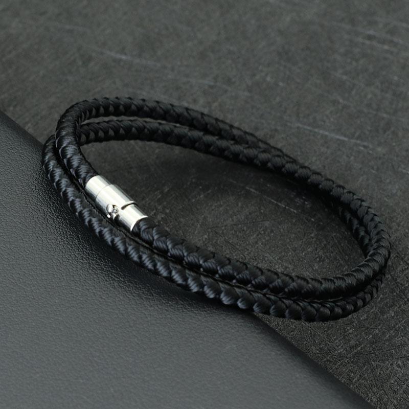 

New Minimalist Rope Bracelet For Men Double Safety Buckle Magnetic Braclet Grade A Keel Cord Lucky Red Braslet Gift For Him 205mm чорний