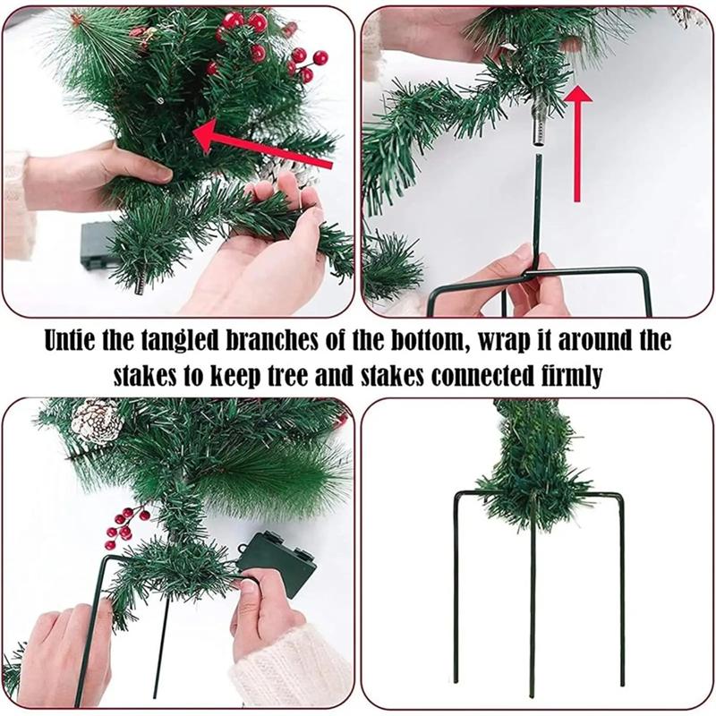 A27F-Outdoor Light Up Planter Filler Christmas Urn Filler With Tripod Stake Holiday Decoration For Family Gatherings Garden