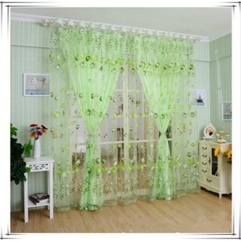 Elegant Modern Tulle Curtains For Living Room Bedroom Kitchen Green Leaf Sheer Curtains For Window Tulle Curtains Drapes