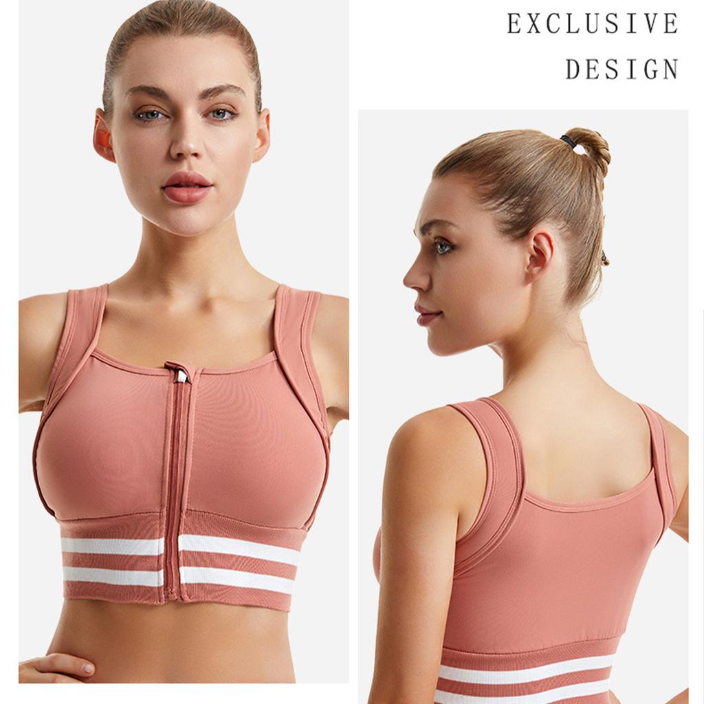 Sports Bra Plus Size Women Sports Bra Sexy Yoga Vest Front Zipper Adjustable Strap Shockproof Fitness Athletic Bralette Wear Outside Women Lingerie
