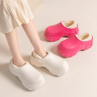 Pantoufles d'hiver en peluche imperméables et antidérapantes pour femmes - Chaussures en coton chaudes et résistantes à l'usure