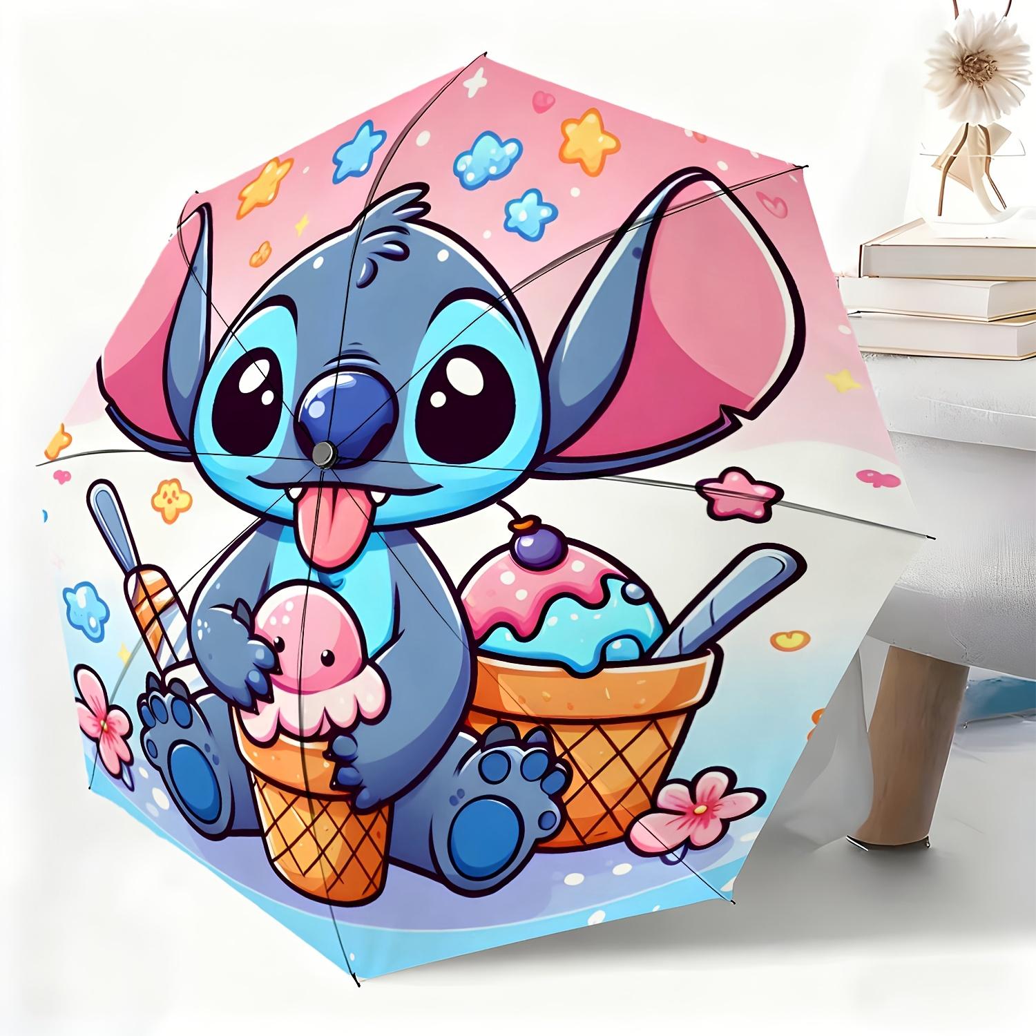 

1pc Disney Stitch Cartoon Character Automatic Umbrella, All-Weather Folding Umbrella Suitable for All Occasions, Portable Comp (as the picture,Iron&8K)