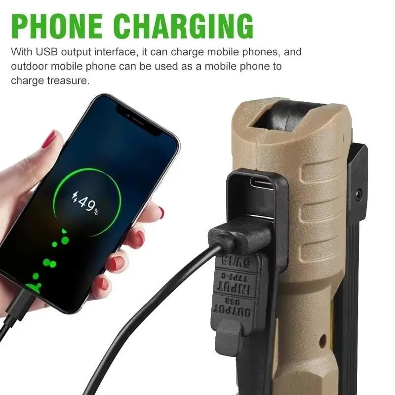 Rechargeable COB Work Light w/Magnet Base,360° Rotating Hook,XPE LED,Portable Camping Light,Outdoor,Emergency,Reading,Fishing