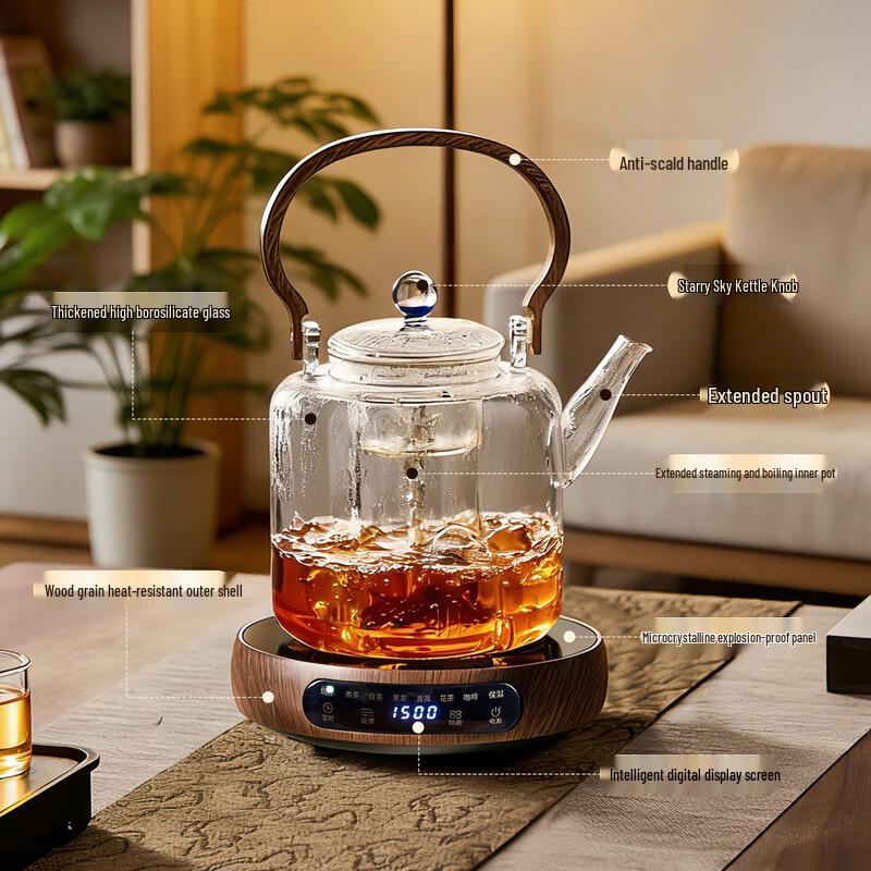 Large Capacity All-Glass Electric Multi-Function Tea Kettle