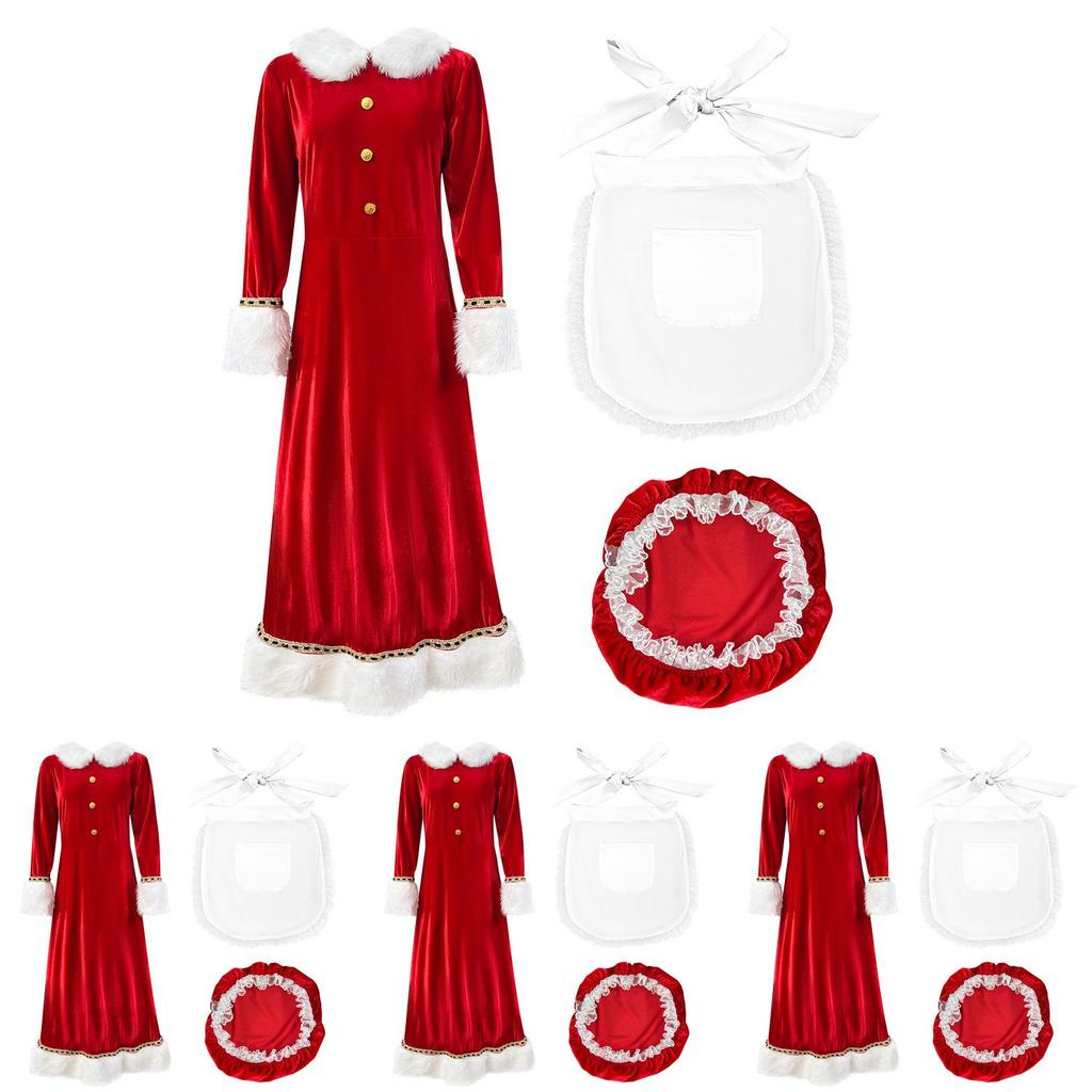 Christmas Santa Costume Dress For Adults With Polyester Fabric For Holiday Parties