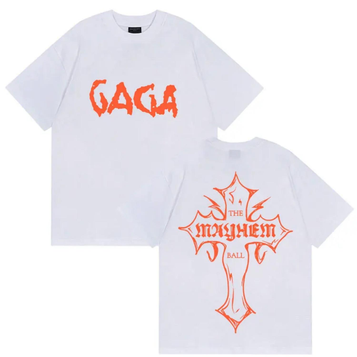

Lady Gaga The Mayhem Ball Album Print T-Shirt Men Summer Harajuku Vintage Oversized Cotton T Shirt Hip Hop Streetwear XXXXXL чорний