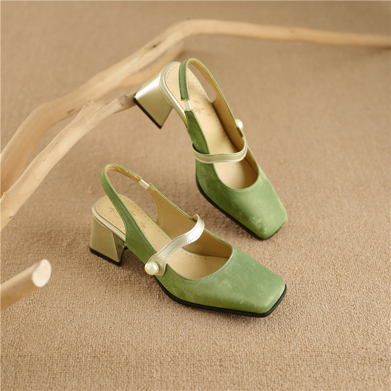 Women's high-heeled sandals spring and summer new simple and comfortable thick heel large size light mouth bag head sandals