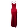 Modisches, Elegantes, Sexyes, Figurbetontes, Faltengelegtes, Geschlitztes Satin-Abendkleid für Damen