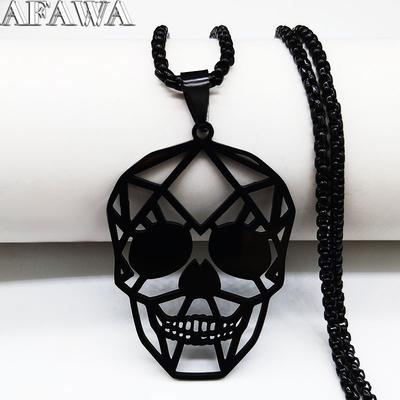 Goth Cool Skull Neck Pendant Stainless Steel Chain Necklace Hip Hop Rock Necklaces Jewelry Acero Inoxidable Joyeria N3023S02