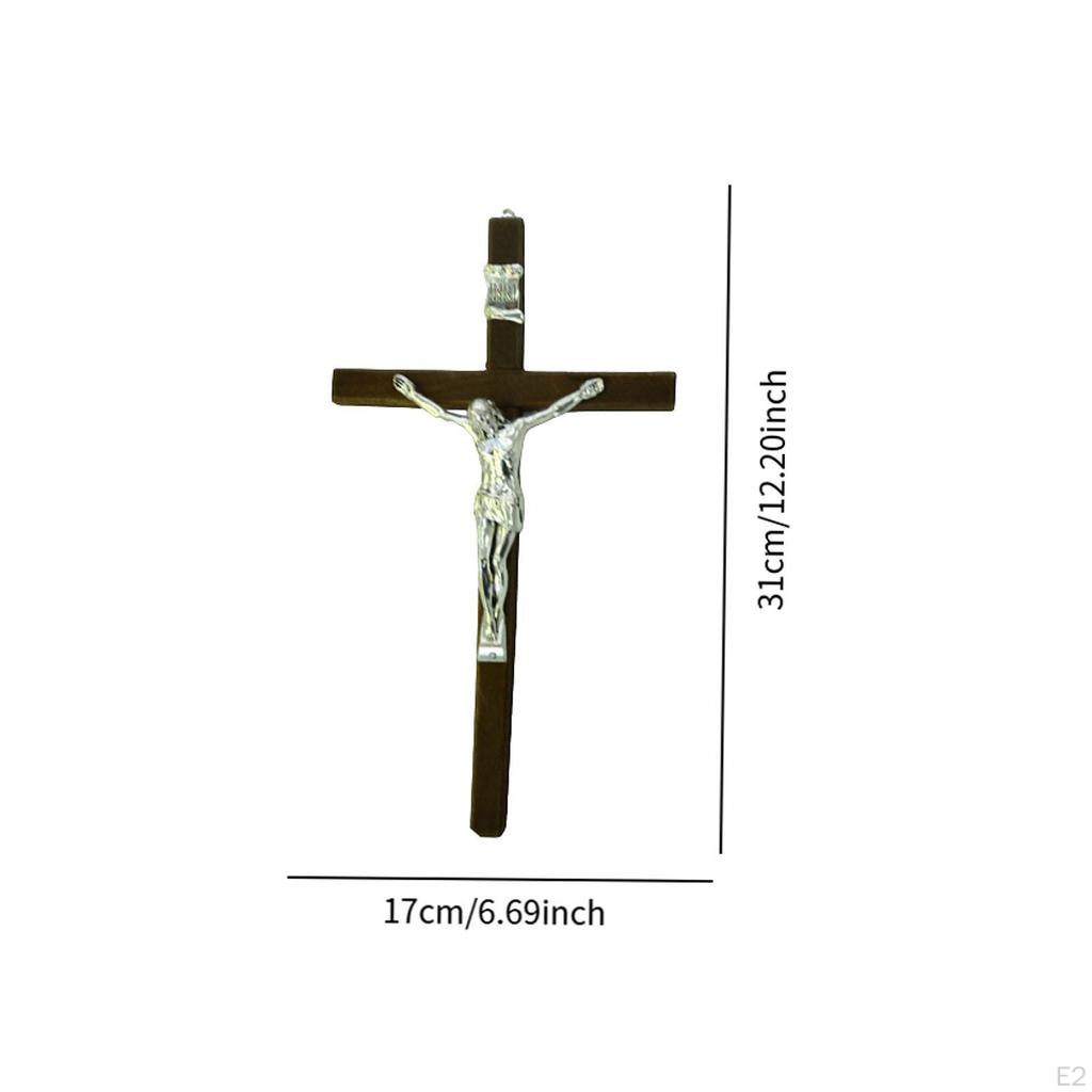 Wooden Wall Crucifix Cross Jesus Sculpture 12" Catholic Hanging Ornament for
