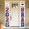 VIKAMA Red Blue Glitter Graduation Porch Banner Class Of 2026 Grad Cap Diploma Star Front Door Hanging Decor