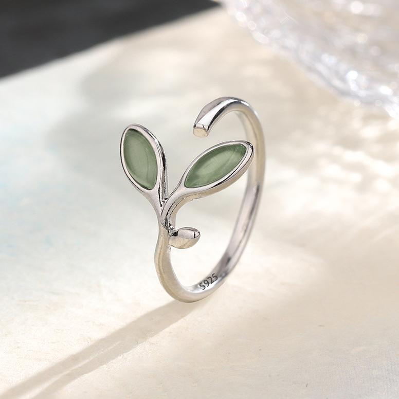 PANJBJ 925 Sterling Silver Hotan Jade Geometric Ring for Women Girl Adjustable Retro Delicate Jewelry Birthday Gift Dropshipping