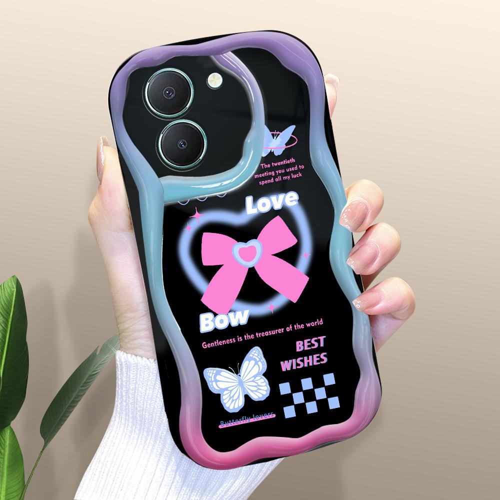 Cute Cartoon Pattern Cream Texture Casing Wavy Edge Soft Silicone Cover Phone Case for Vivo