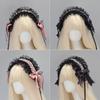 Lace Gothic Punk Hairband Women Harajuku Style Headband With Metal Chain Anime-Inspired Accessory Handmade Bow Design