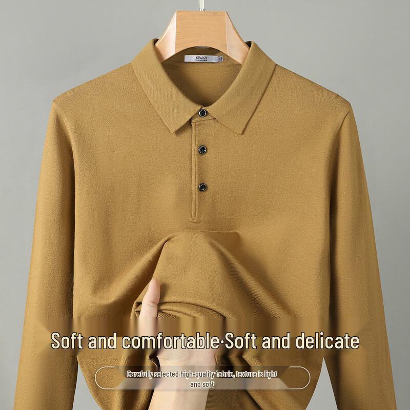 

SNOWFLYING Men s Solid Long Sleeve Polo Knit Shirt XL