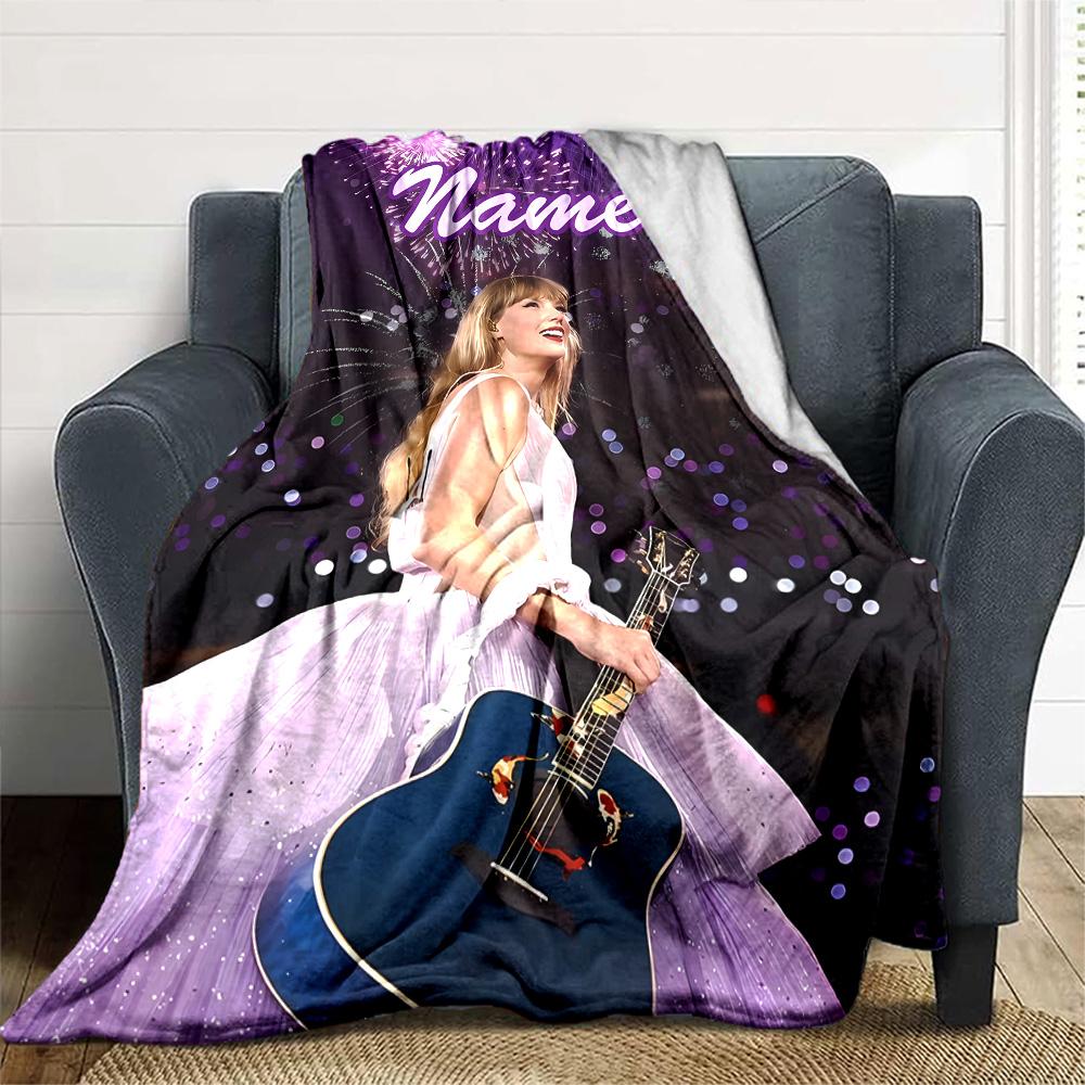 Customizable Singer Taylor Throw Blanket – Personalized Name, All-Season Cozy Snug Blanket, Machine Washable, Personalized Blanket
