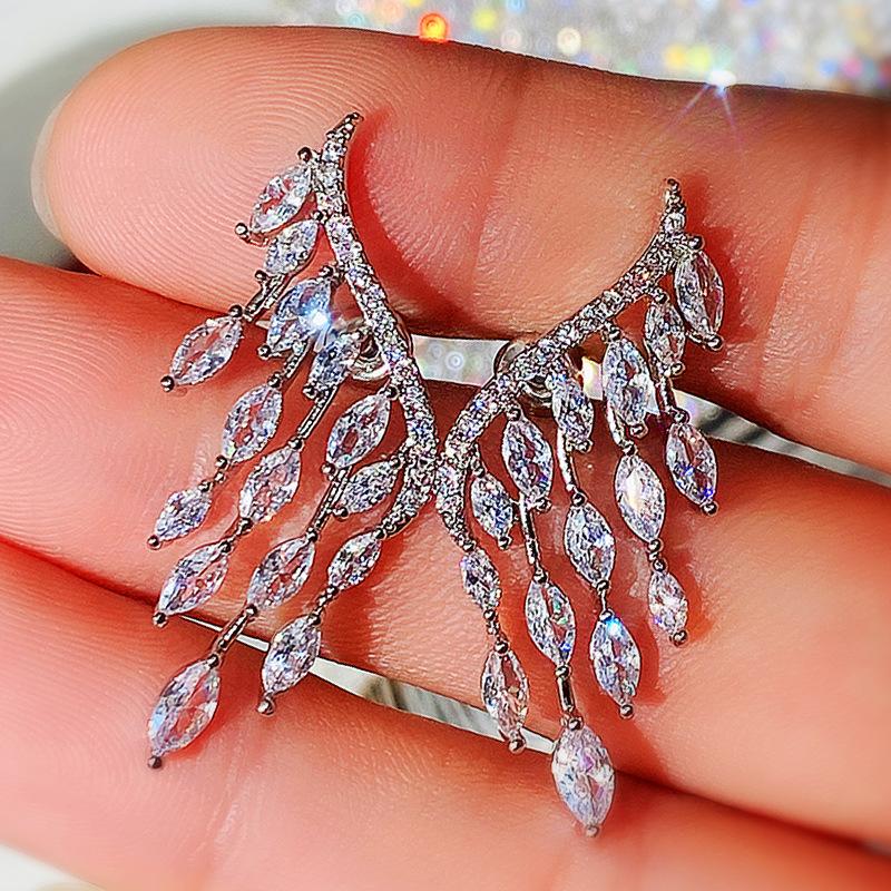 Exaggerated Horse Eye Diamond Angel Wings Ring Earrings Jewelry, Adjustable Ladies Ring