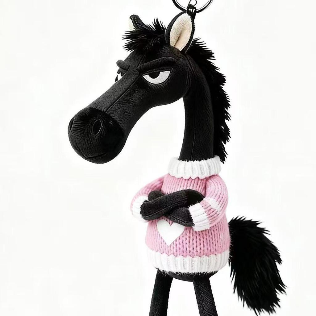 2026 Year of the Horse Mascot Black Horse Plush Bag Pendant Gift