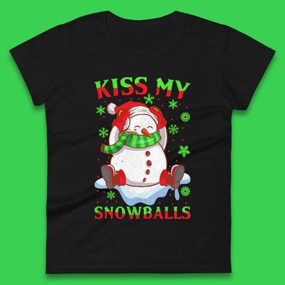 Kiss My Snowballs Funny Christmas Snowman Womens T Shirt Mens Tops Tees Unisex