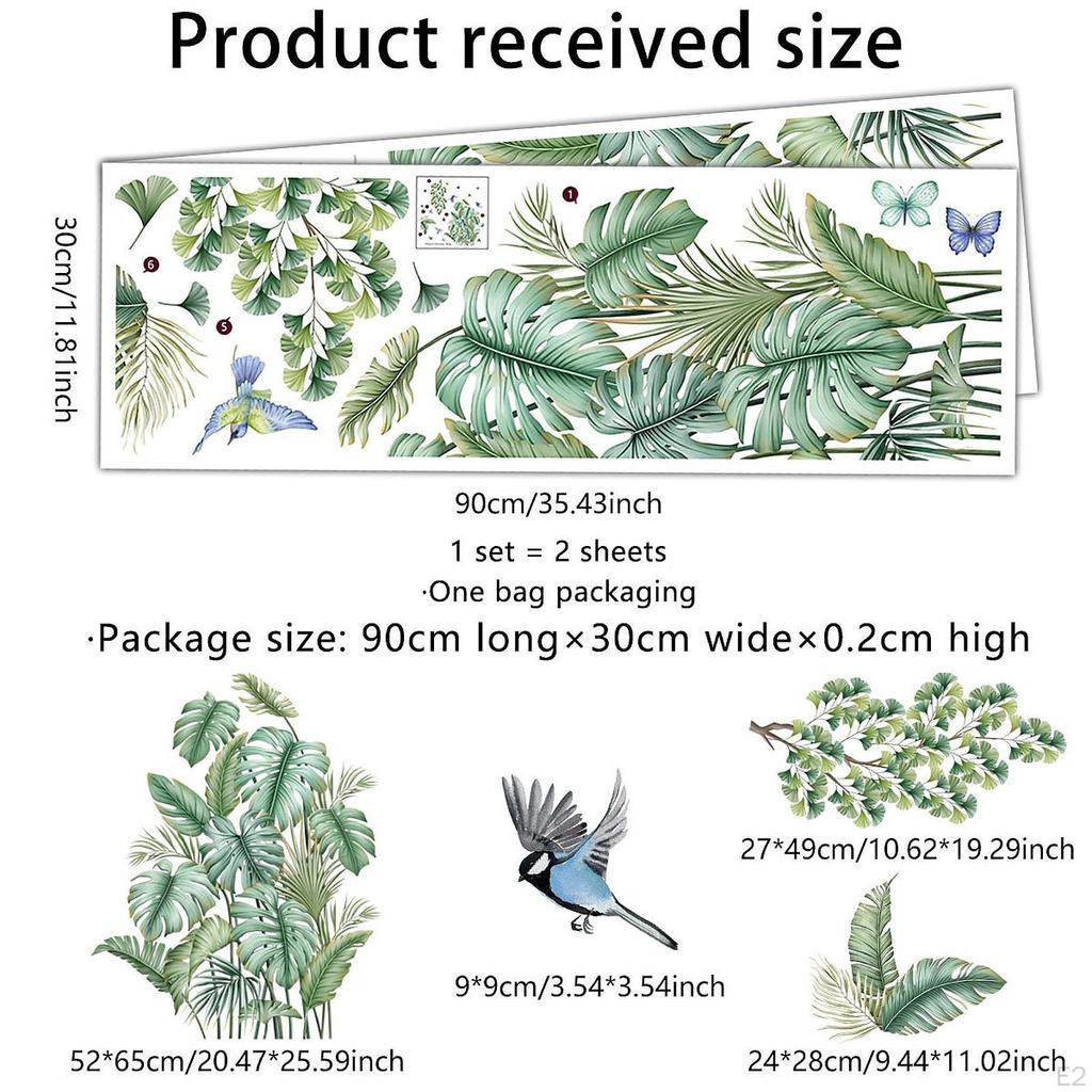 Green Plants Wall Mural Sticker Modern Style Murals Leaves Art