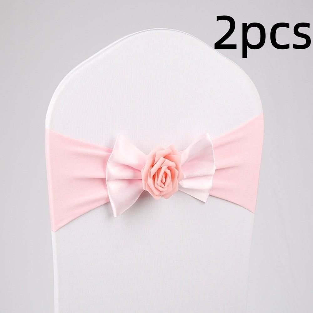 2pcs Vintage Satin Chair Sashes Band Multicolor Chair Back Flower Durable Chair Bow Tie Birthday
