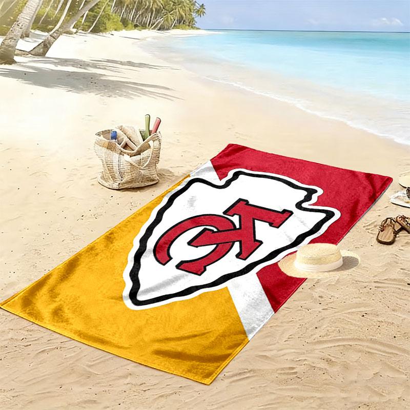 KC Chiefs Print Beach Towel, Large Soft Quick Dry Towel for Beach Camping Swimming