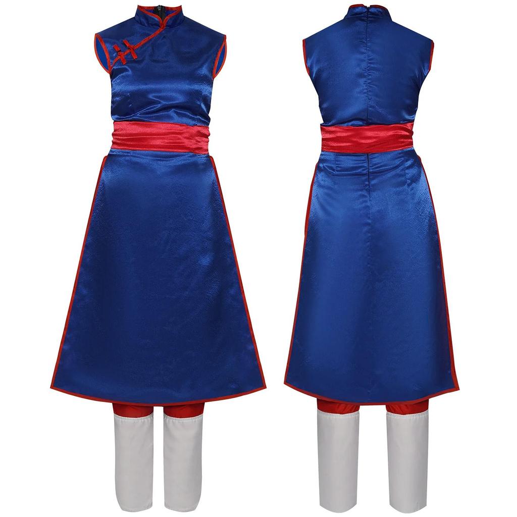 Anime Dragon Cos Ball Chichi Cosplay Costume Shirt Blue Uniform Props Cheongsam Women'S Uniform Dress Halloween Party Set Gift