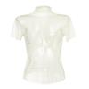 Women's Solid Color  Mesh Short Sleeved Half High Neck Base Small Shirt Top Small Shirt Top