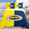 3-teiliges Bettwäscheset mit Fenerbahçe-Wappen-Design, 2D-Druck (Enthält 1 Bettbezug + 2 Kissenbezüge Ohne Füllung), Schlafzimmerdekoration, Ventilatorgeschenk