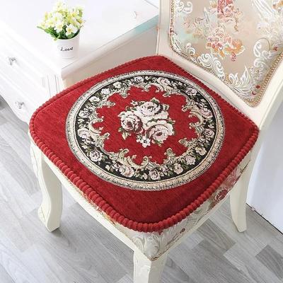 European Style Jacquard Cushion Horseshoe Shape Dining Chair Cushion Removable Washable Office Chair Mat Home Mats With String