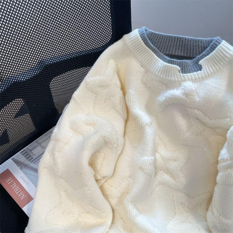 Zimní svetr Pulovr Dámský 2023 Falešný dvoudílný svetr O Výstřih Dlouhý rukáv Kabát BF Hong Kong Styl Volný pletený svetr