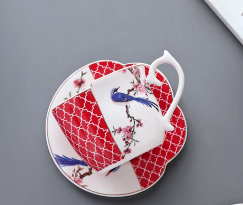 Irregular Ceramic Coffee Cups and Sauce Sets Pastoral Style English Creative Black Tea Cup with Gold Handle Afternoon Cup