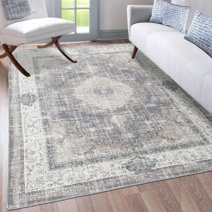 Tapis orient style - UNAMOURDETAPIS - DABLAI - Gris - Doux et soyeux