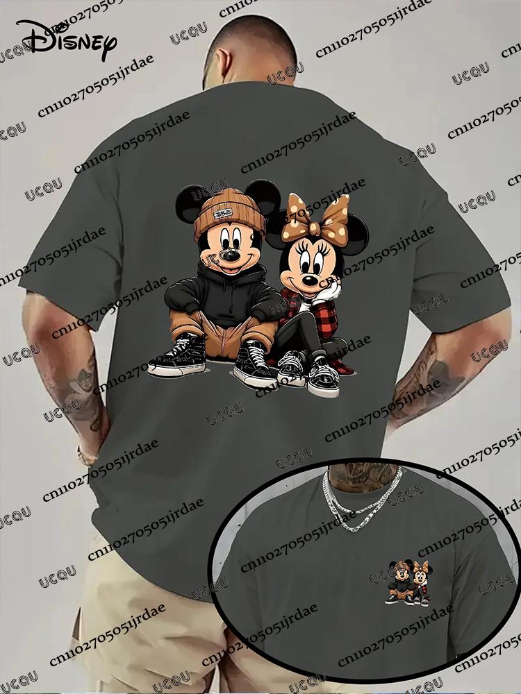 

Disney Принт Міккі та Мінні Парні Футболки Для Чоловіків Жінок Міккі та Мінні Літні Бавовняні З Коротким Рукавом Повсякденний Верх Чоловічий Одяг 4XL