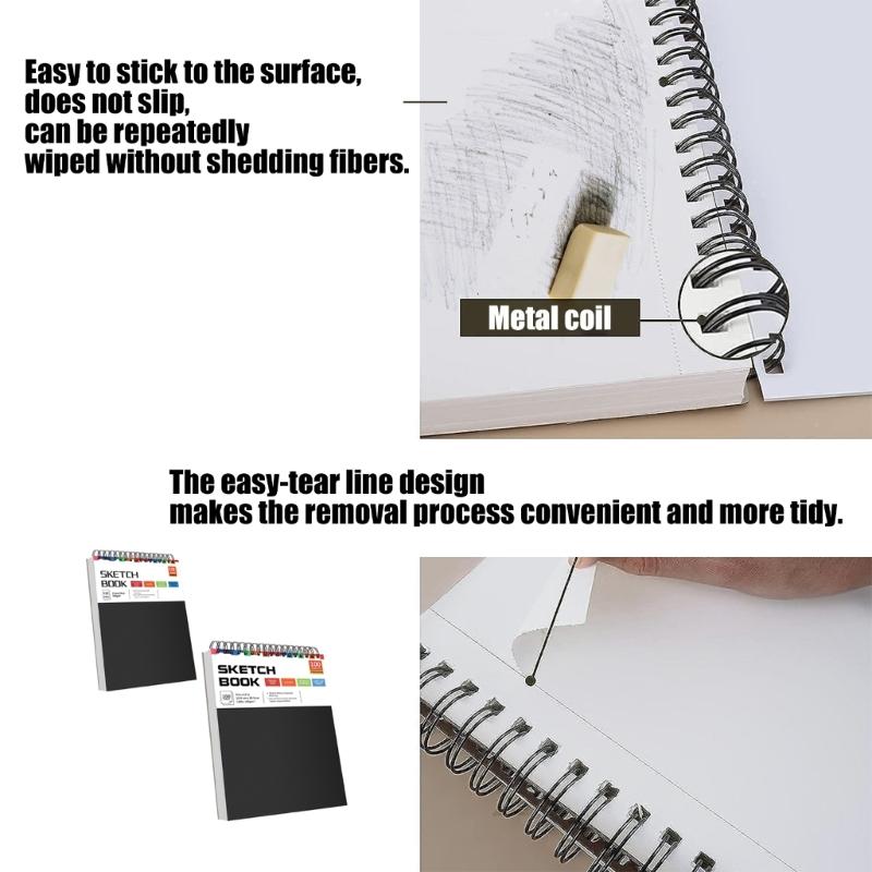 Portable Hardcover Sketchbook Coil Binding Drawing Pad Tearable Pages For Artists Beginner Outdoor Sketching Doodling