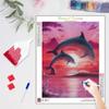 Frame Diy Diamond Painting Seascape Dolphin Embroidery Kit Mosaic Landscape Needlework Handicrafts Handmade Gift 30x40cm
