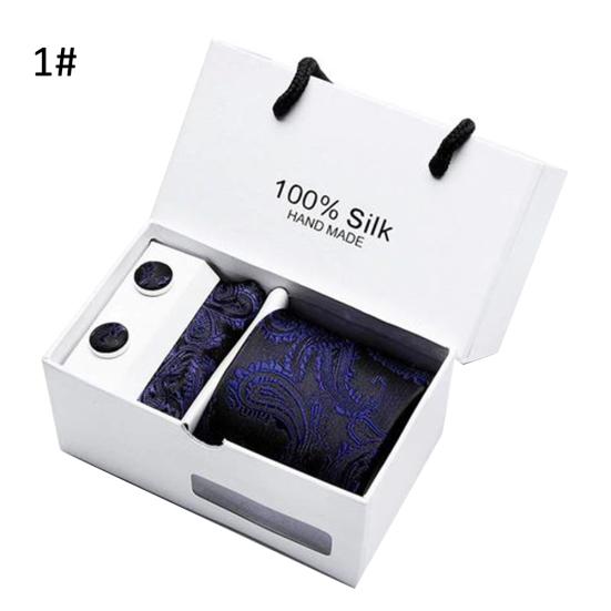 5Pcs Men Handkerchief Cuff Button Necktie Suit Wedding Party Accessories?Gift