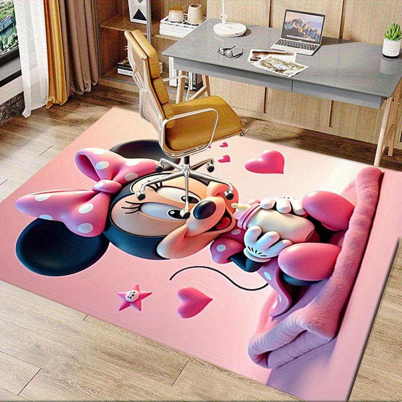 3D Printed Minnie Mouse,Pink,Hearts Anti-Slip Rug - Machine Washable Office Rug for Living Room, Bedroom, Office - Multiple Sizes