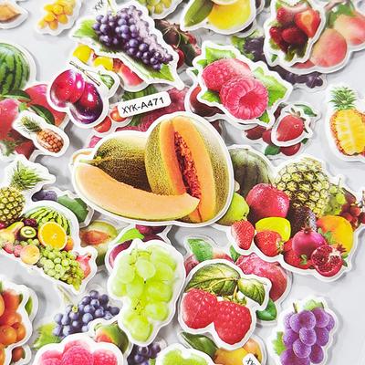 6/12Sheets 3D Puffy Fruit Vegetable Styles Sticker Random Mixed Bubble Stickers DIY Material Stationeries School Accessories ZYF