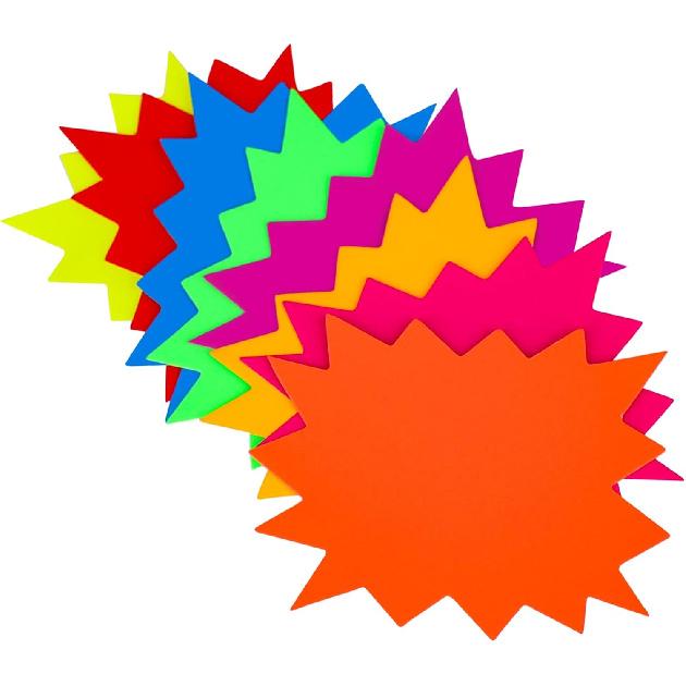 YWFAFO 160pcs Neno Sign, Fluorescent Label, Starburst Signs,Retail Signs,Sale Signs Paper for Retail Store, (6.4 x 4.8 inch (160pcs))