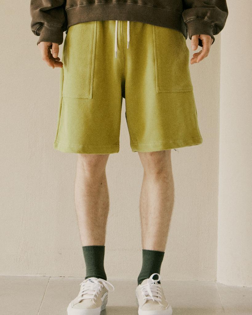 Onhanseu Moleskine Touch Cotton Sweat Shorts_Olive